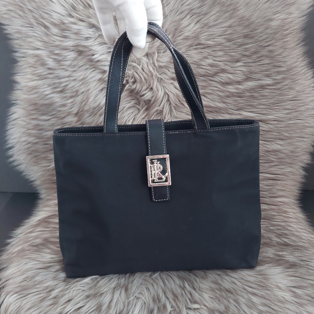 Lauren Ralph Lauren Vinyl Hand Bag Double Top Handles